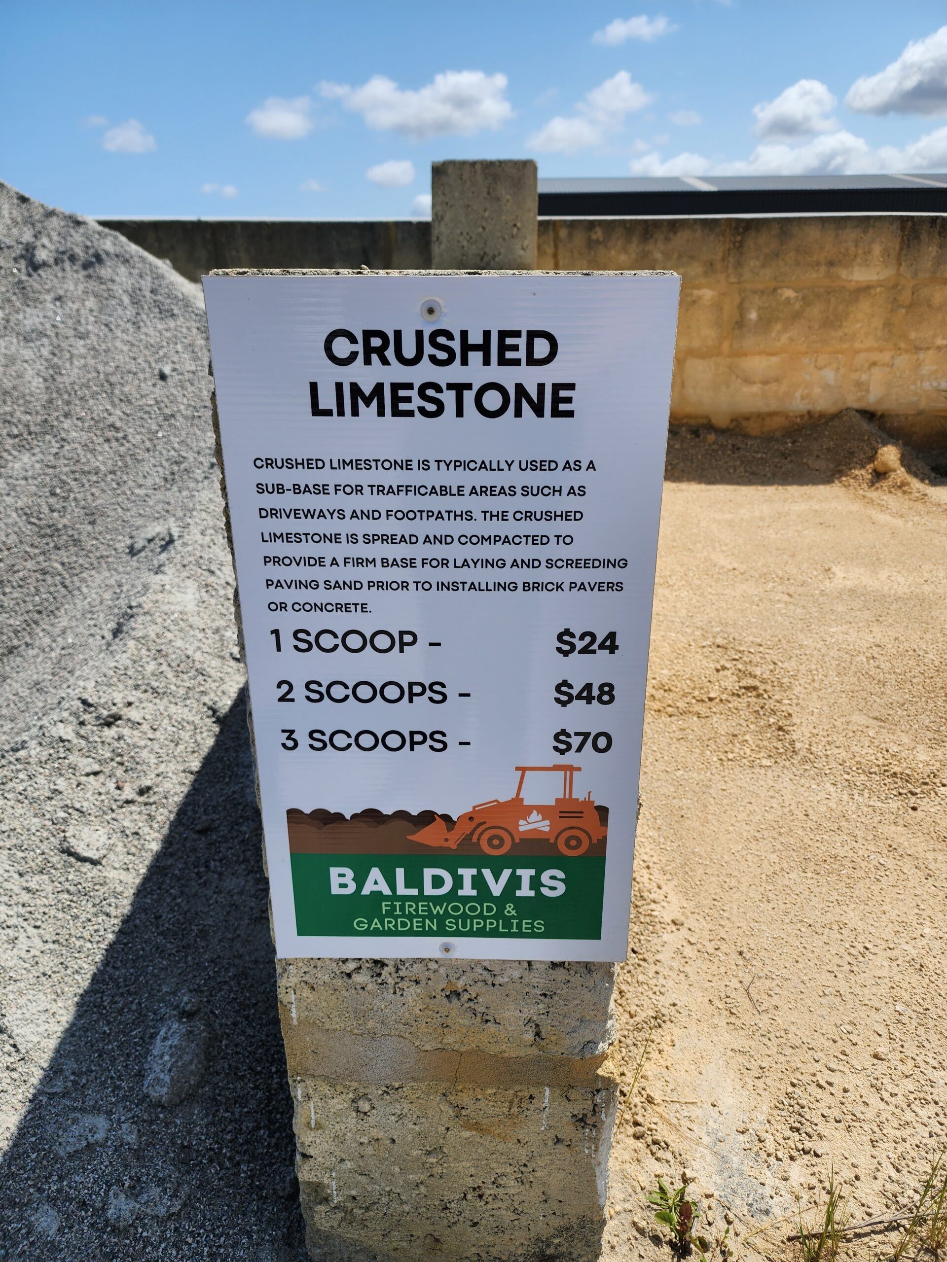 Crushed Limestone Sign Premium Crushed Limestone Sign