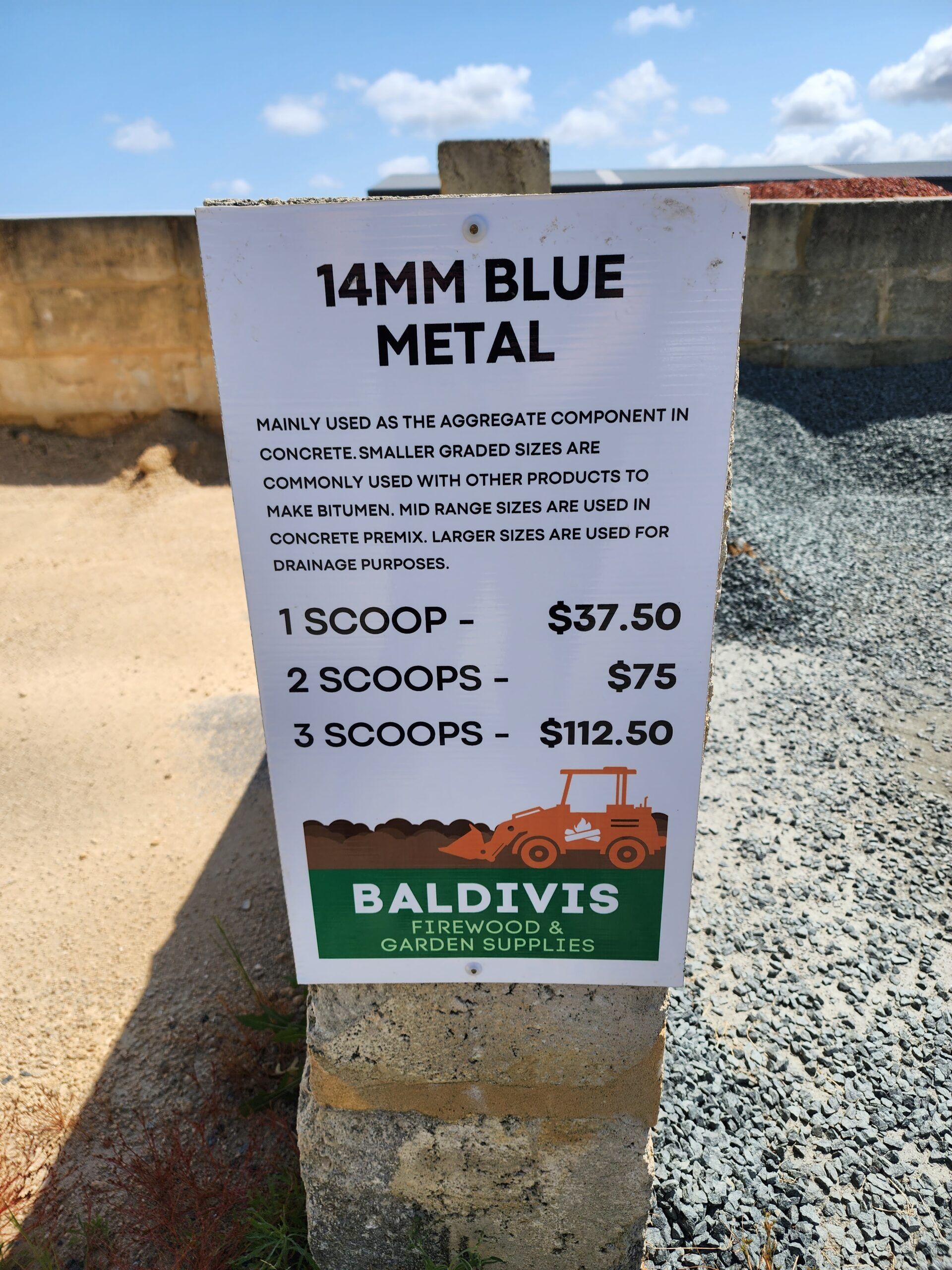 14mm Blue Metal Sign 14mm Blue Metal Sign